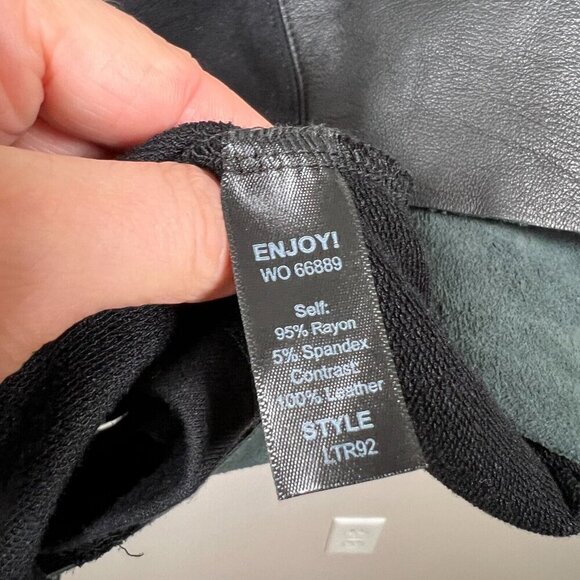 Michael Stars Asymmetric Leather Jacket Size Large Black Draped Mixed Material - Picture 8 of 9